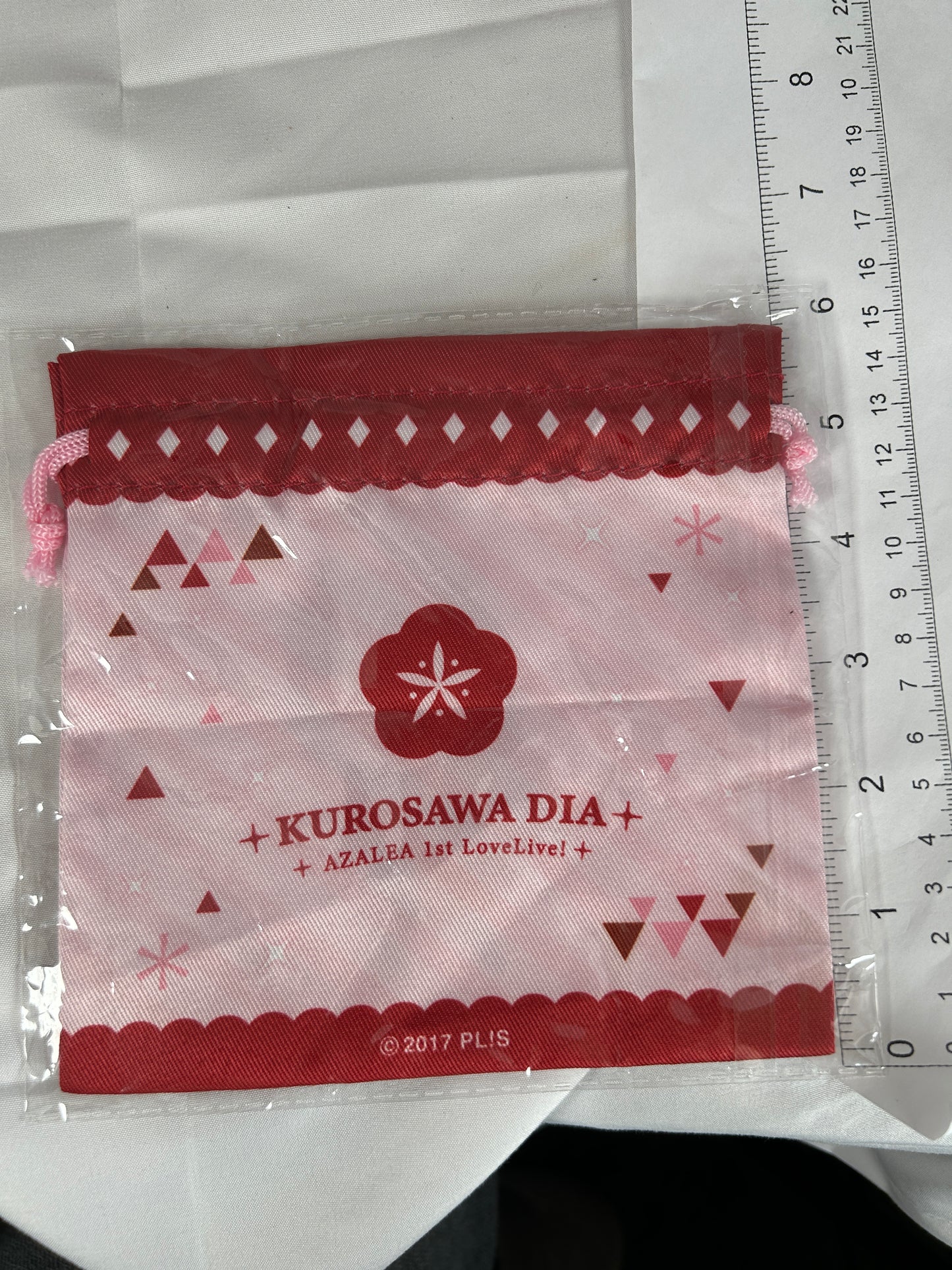Kurosawa Dia Small Draw String Bag Love Live Aqours Red Pink