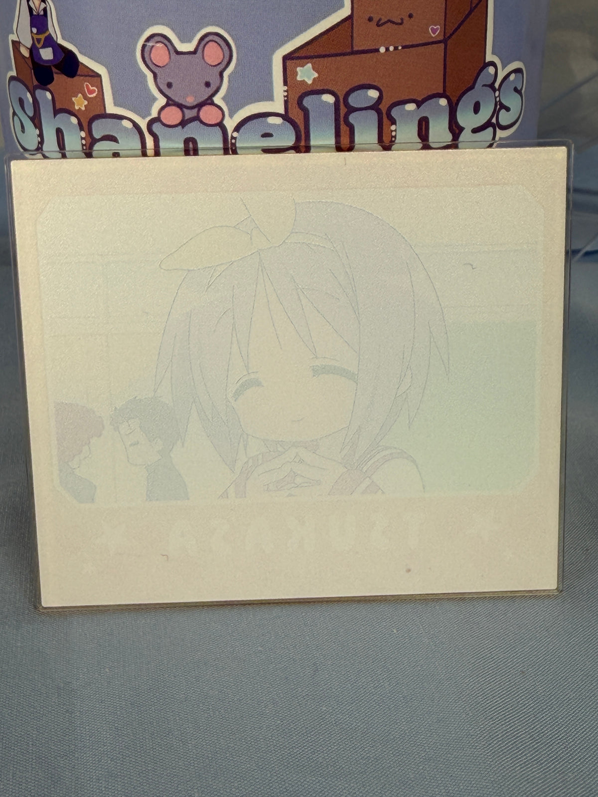 Tsukasa Hiiragi Smiling Acrylic Art Trading Card Lucky Star Anime Scene