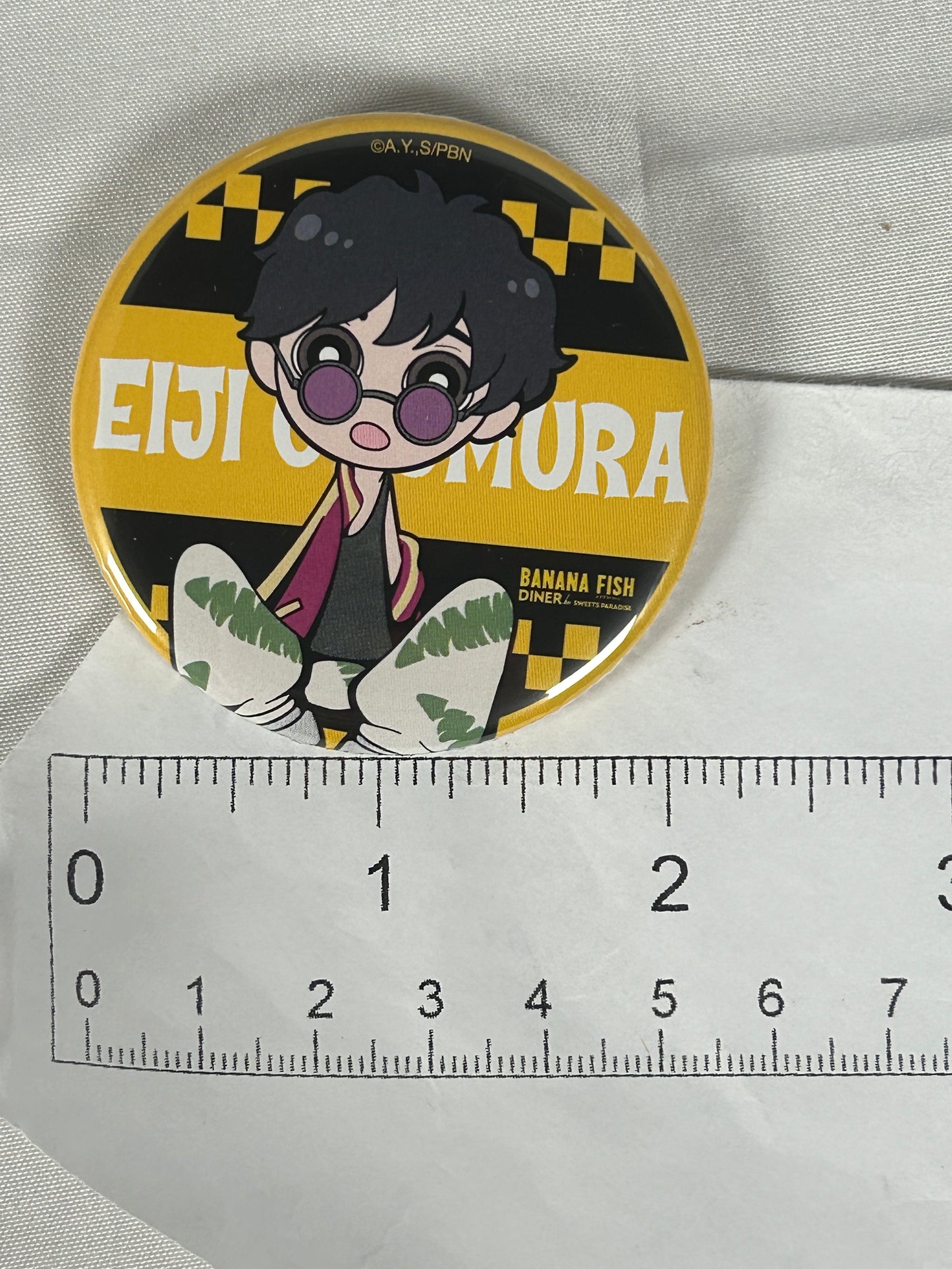 Eiji Okumura Sunglasses Trading Can Badge Banana Fish Diner in Sweets Paradise
