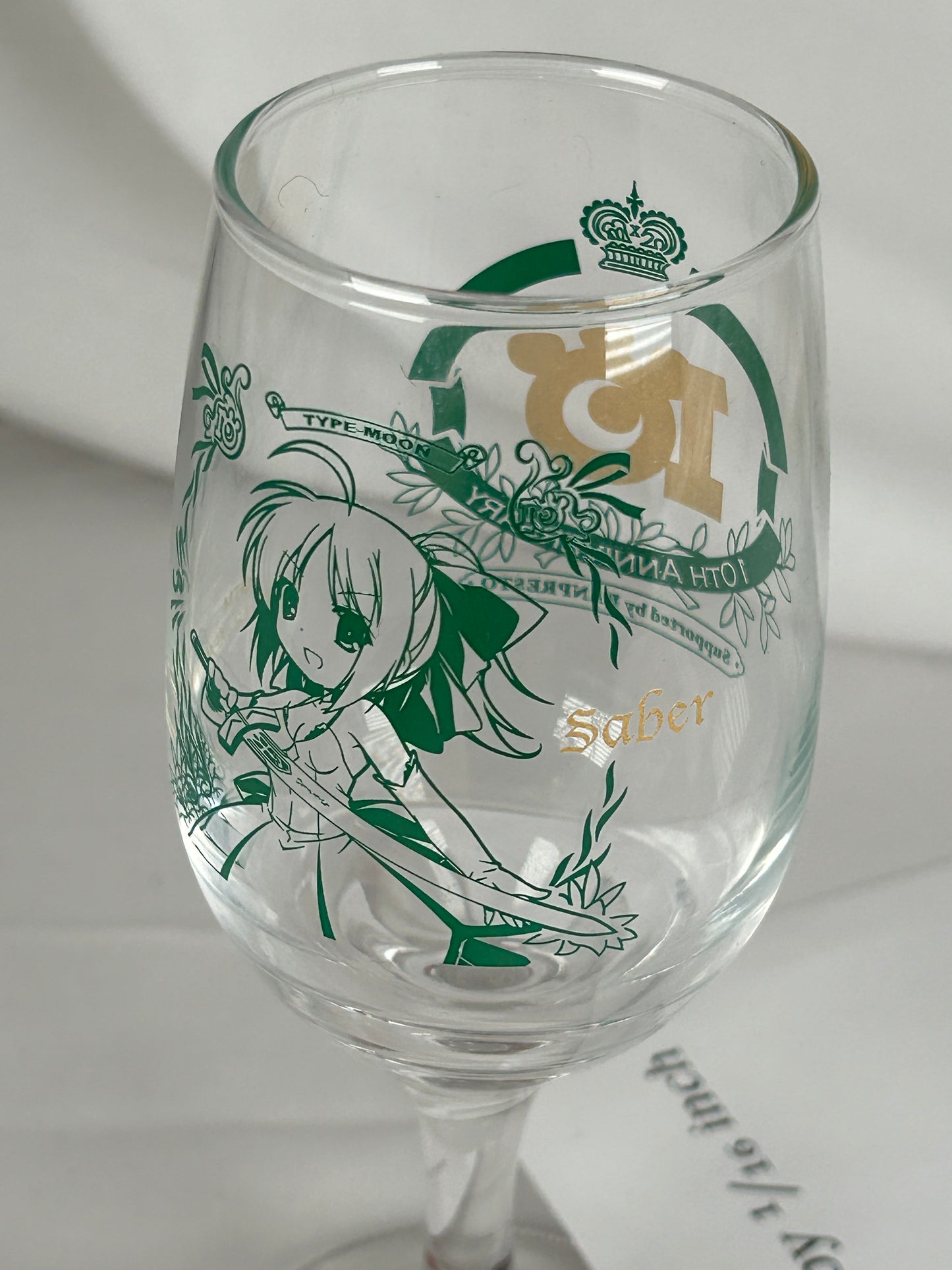 Saber Glass Cup Type Moon 10th Anniversary Fate Zero Ichiban Kuji