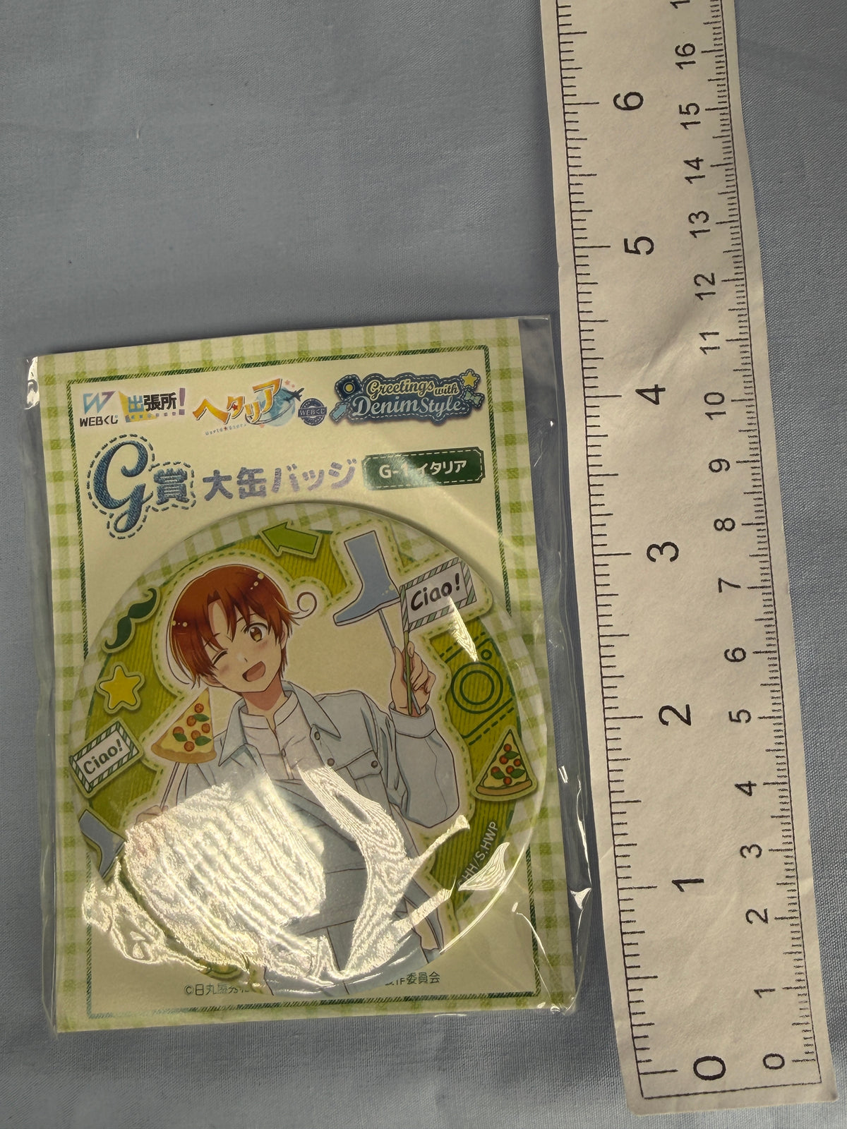 Italy Denim Style Medium Can Badge Pin Hetalia World Stars Web Lottery G-1