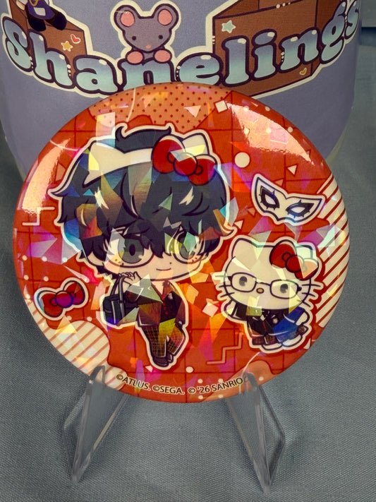 Ren Amamiya Joker Hello Kitty Can Badge Button Persona 5 Royal x Sanrio