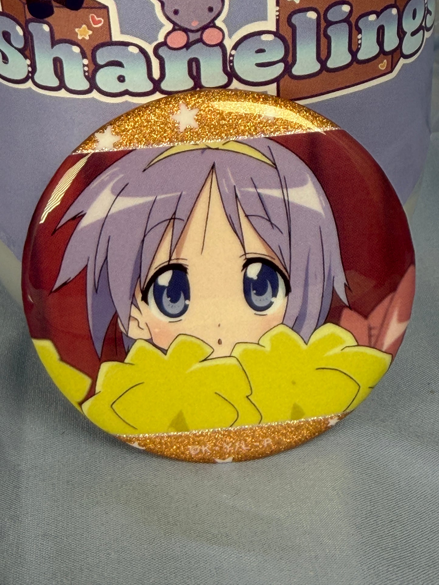 Tsukasa Hiiragi Cheerleader Glitter Badge Pin Lucky Star Anime Scene