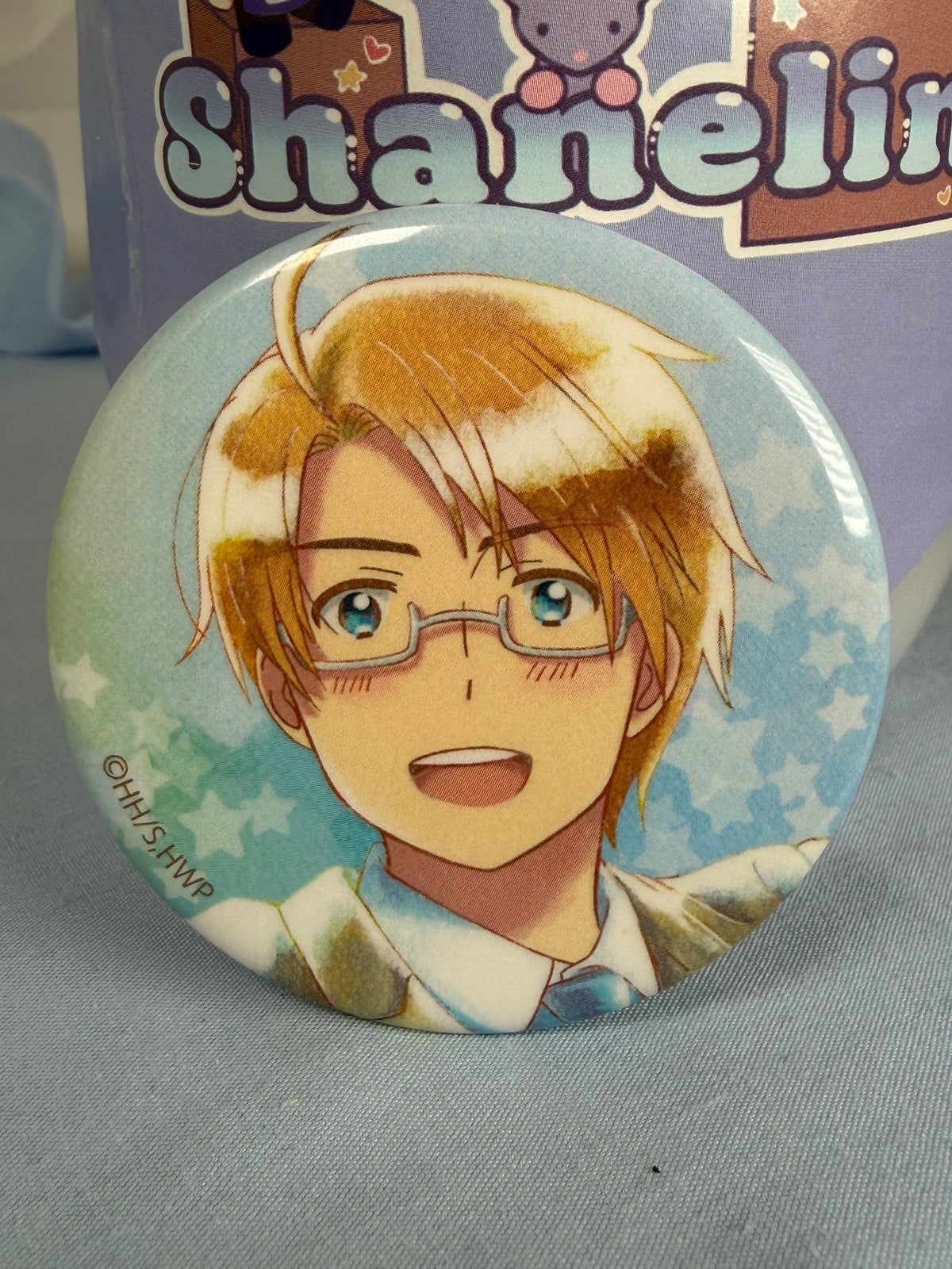 America Aqua Label Can Badge Pin Hetalia World Stars Arma Bianca