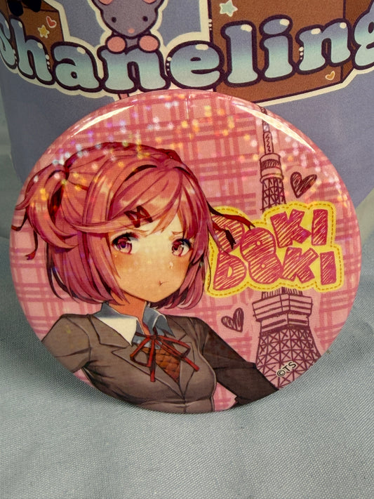 Natsuki Original Art Holo Badge Pin Doki Doki Literature Club DDLC Tokyo Tower