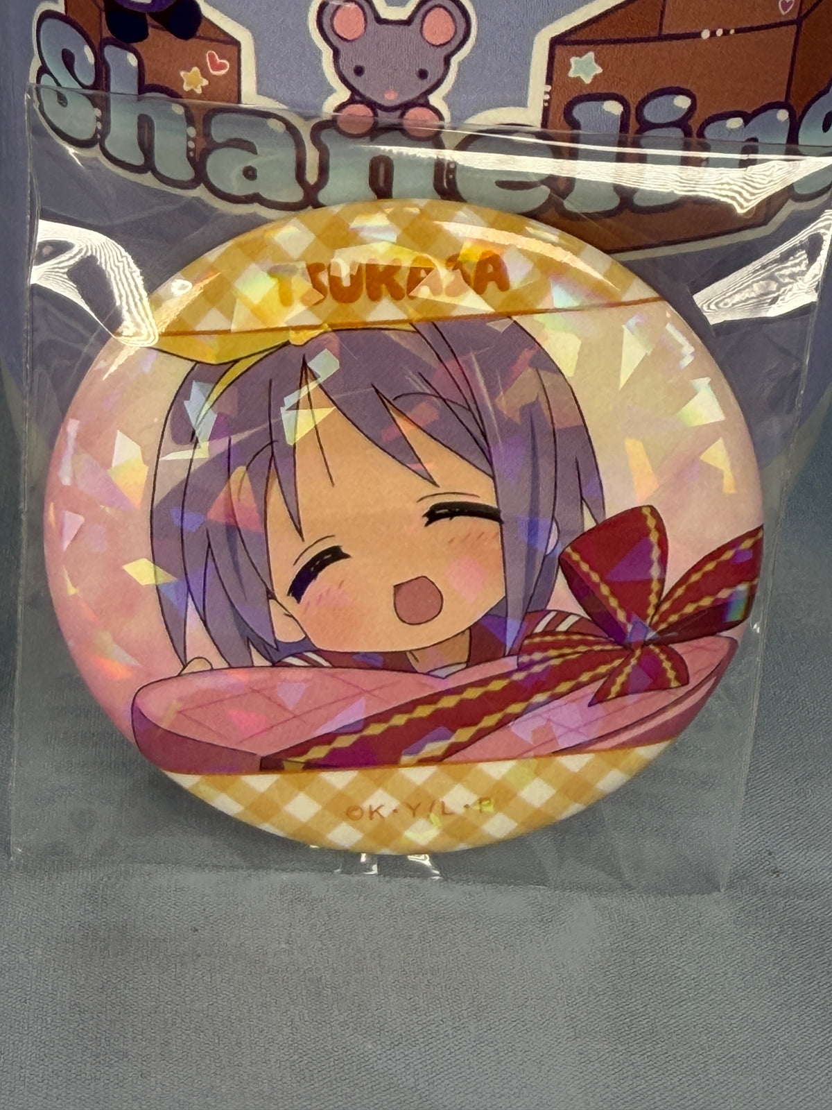 Tsukasa Hiiragi Valentines Day Hologram Badge Pin Lucky Star Anime Scene