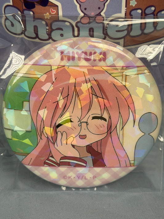 Miyuki Takara Blushing Hologram Badge Pin Lucky Star Anime Scene