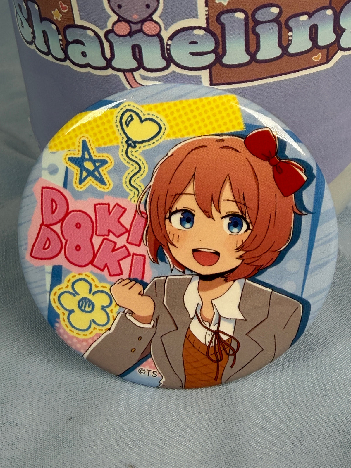 Sayori Iyowa Art Badge Pin Doki Doki Literature Club DDLC x Tokyo Tower