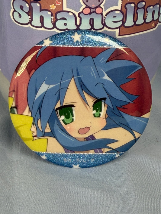 Konata Izumi Cheerleader Glitter Badge Pin Lucky Star Anime Scene