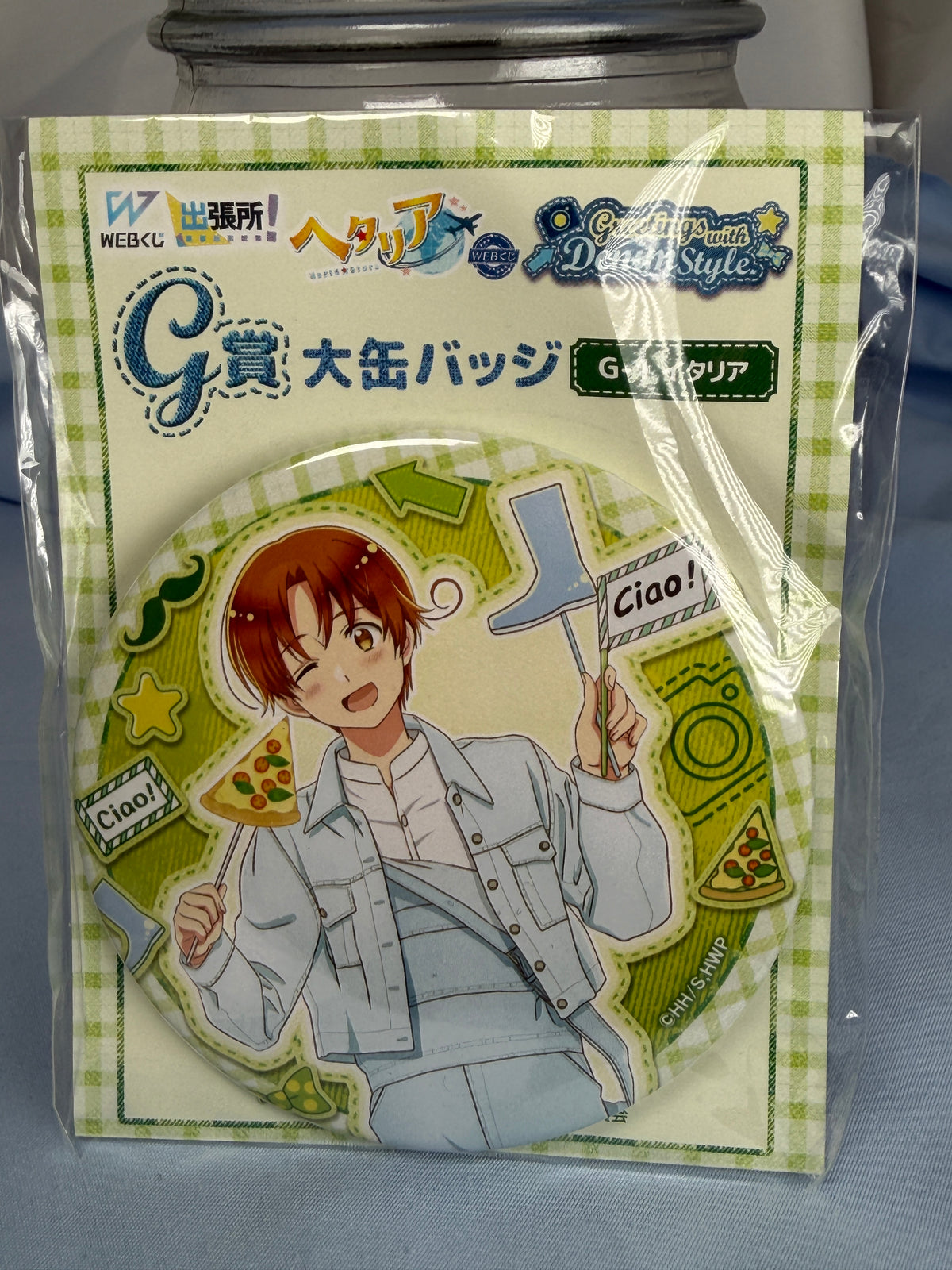 Italy Denim Style Medium Can Badge Pin Hetalia World Stars Web Lottery G-1