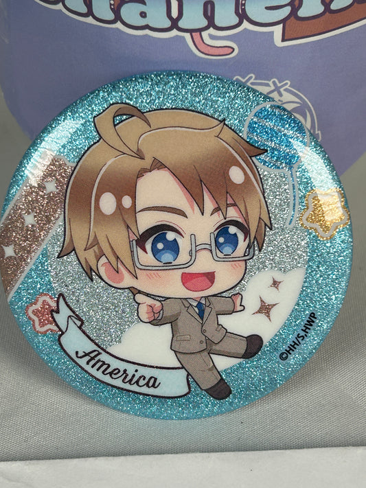 America Glitter Button Badge Hetalia World Stars Crux