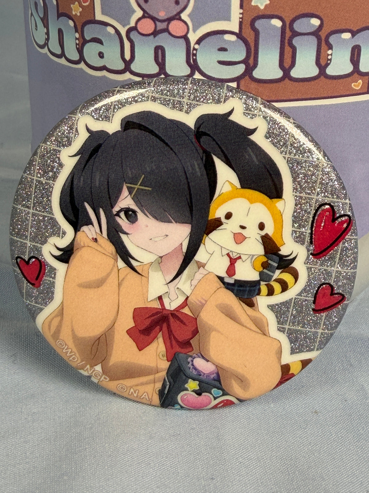 Ame-chan Rascal School Fullbody Glitter Badge Pin Needy Streamer Overload GiGo