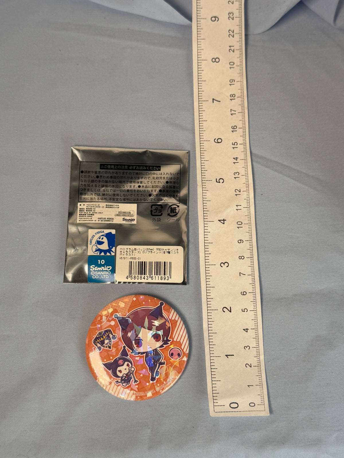 Tatsuya Suou Kuromi Can Badge Button Persona 2 x Sanrio 30th Anniversary