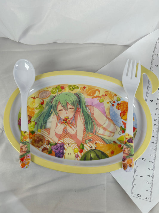 Hatsune Miku Yellow Dinner Set Plate Fork Harvest