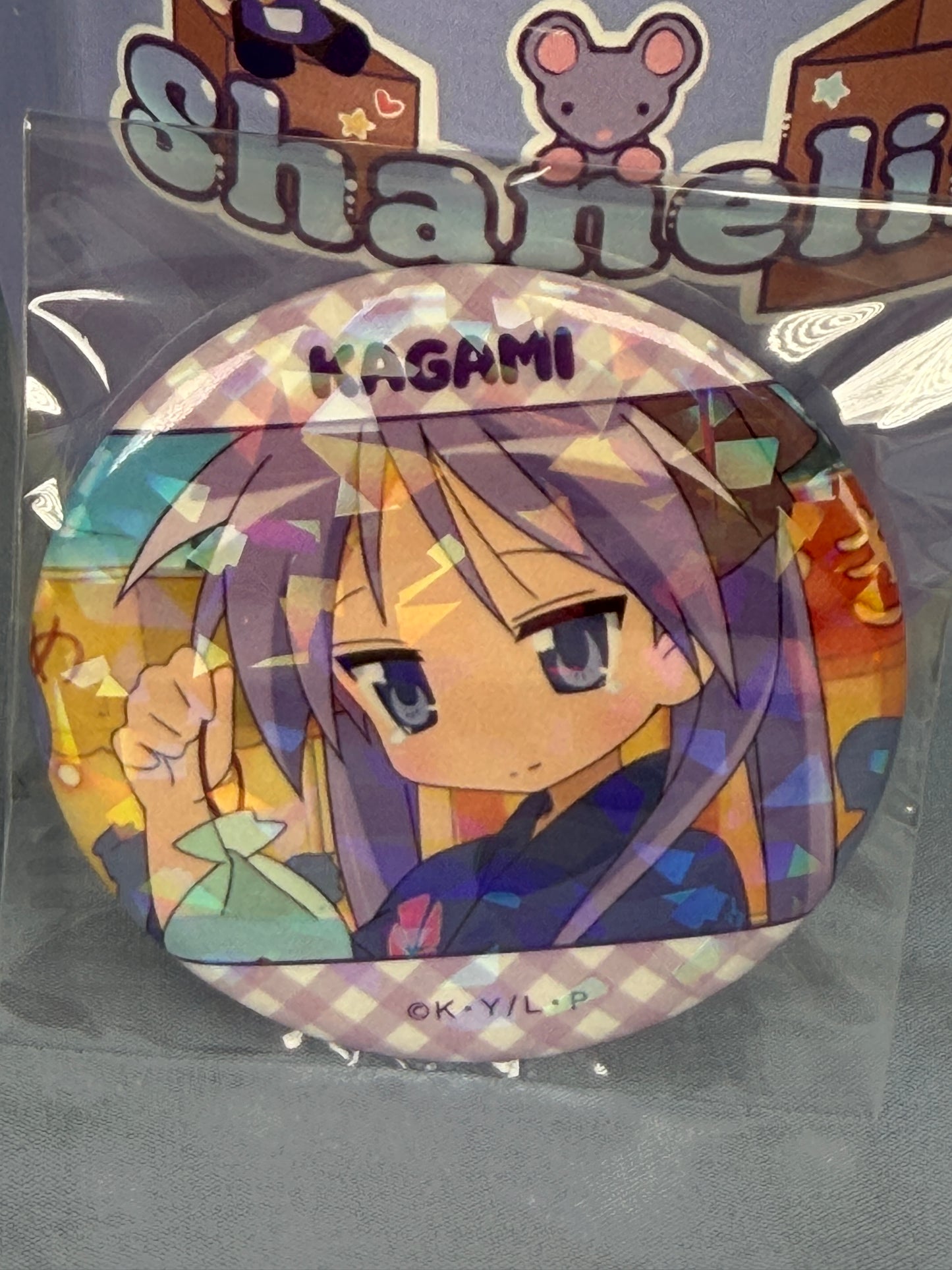 Kagami Hiiragi Summer Festival Hologram Badge Pin Lucky Star Anime Scene