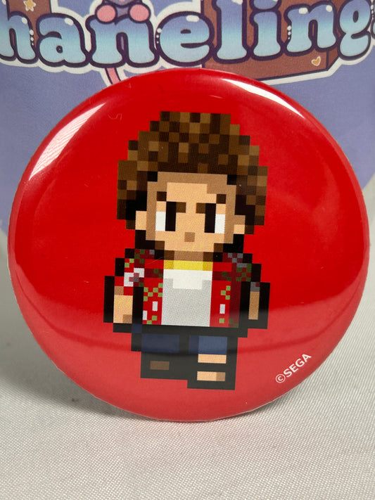 Kasuga Ichiban 8 Bit Can Badge Pin Spa Resort Hawaiians x Yakuza 8