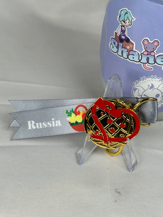 Russia Valentines Day Metal Keychain Ribbon Hetalia World Stars