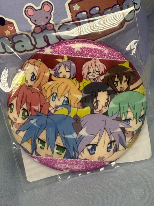 Lucky Star Cast Glitter Badge Pin Anime Scene