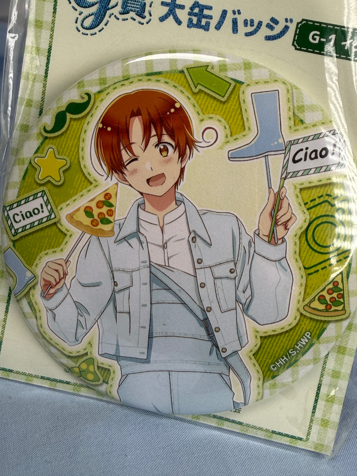 Italy Denim Style Medium Can Badge Pin Hetalia World Stars Web Lottery G-1
