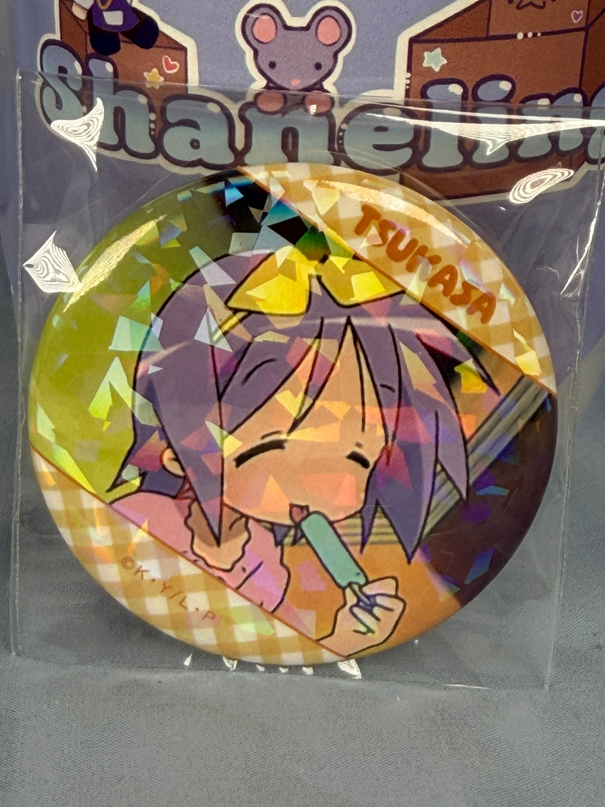 Tsukasa Hiiragi Popsicle Hologram Badge Pin Lucky Star Anime Scene
