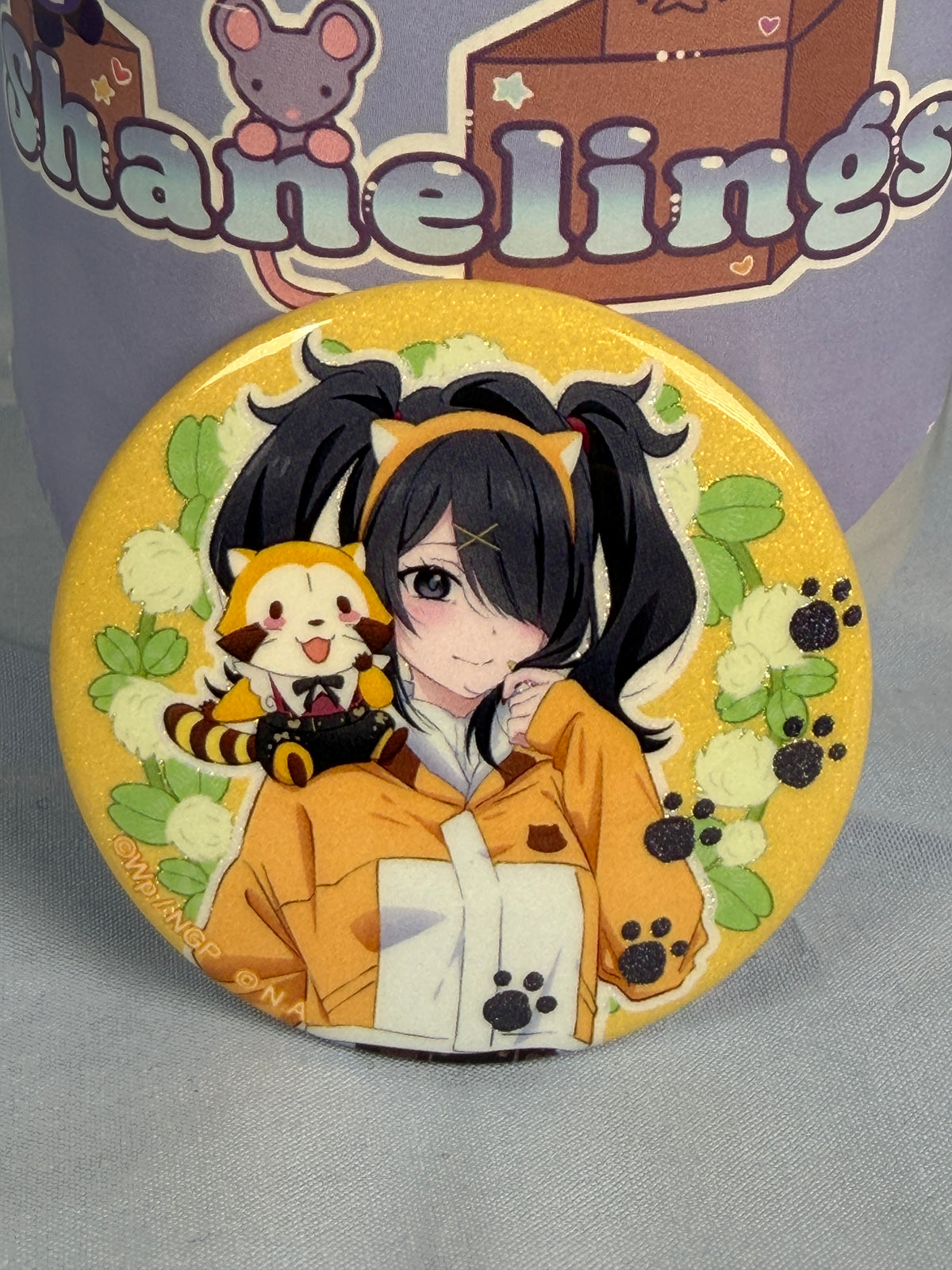 Ame-chan Rascal Fullbody Glitter Can Badge Pin Needy Streamer Overload GiGo