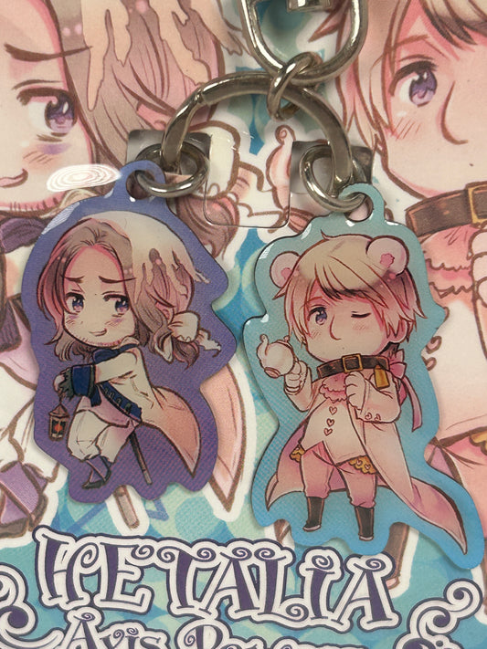 France Russia Halloween Metal keychain Hetalia Axis Powers Animate Lottery 2008