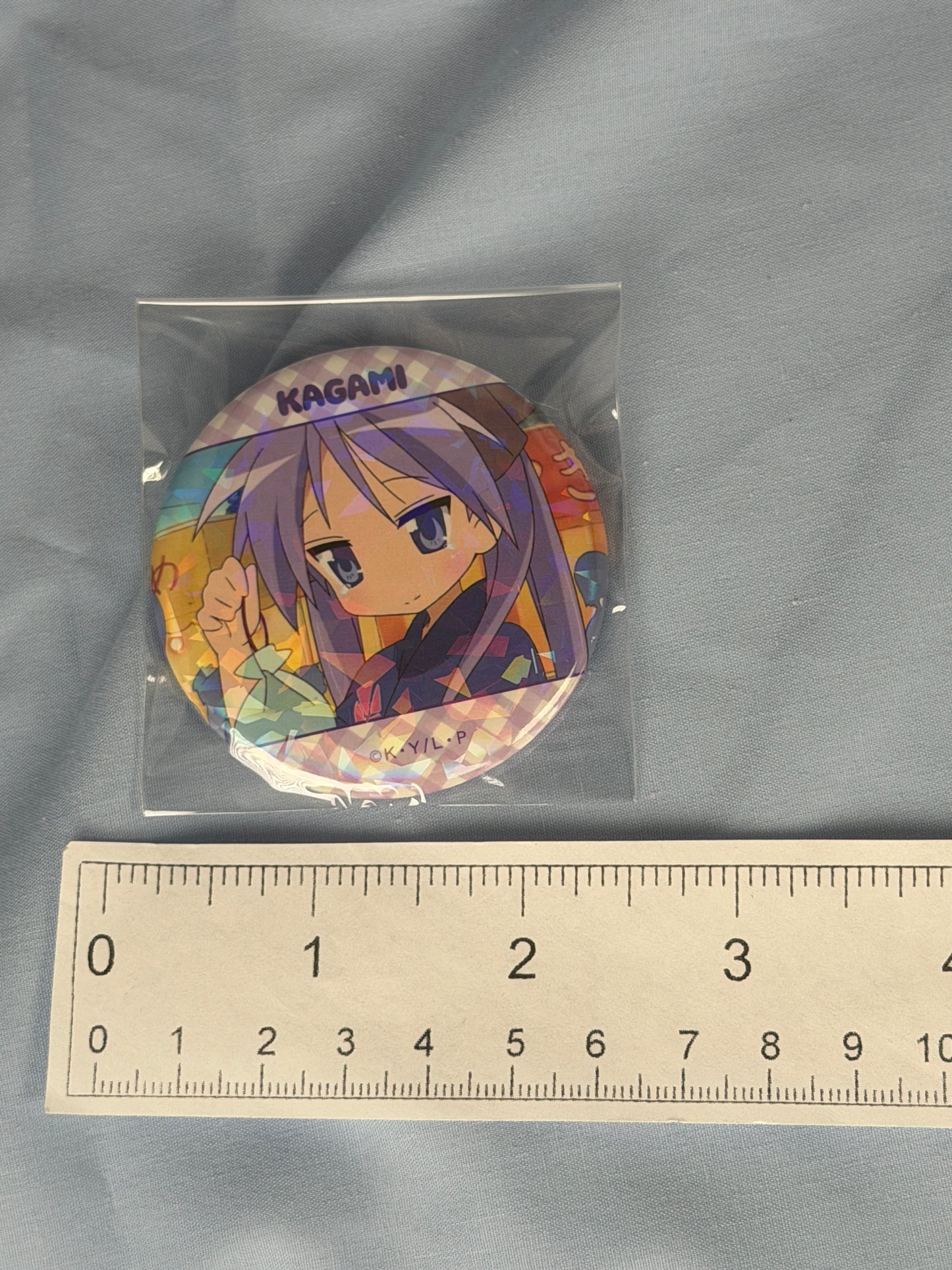 Kagami Hiiragi Summer Festival Hologram Badge Pin Lucky Star Anime Scene
