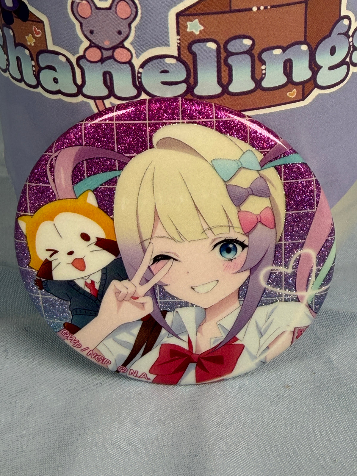 KAngel Rascal School Uniform Headshot Glitter Badge Pin Needy Streamer Overload