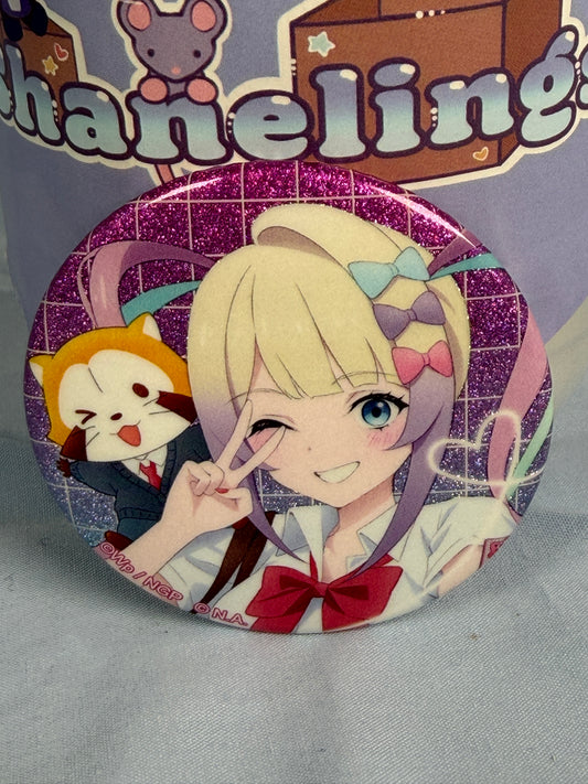 KAngel Rascal School Uniform Headshot Glitter Badge Pin Needy Streamer Overload