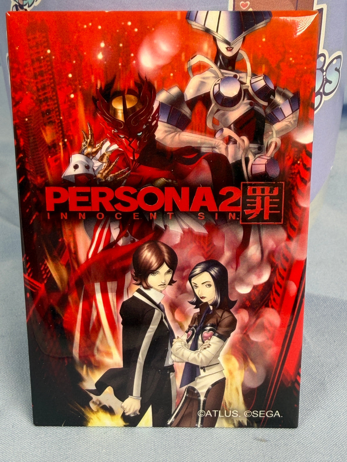 Persona 2 Innocent Sin PSP Boxart Square Can Badge Persona 30th Anniversary