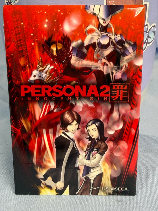 Persona 2 Innocent Sin PSP Boxart Square Can Badge Persona 30th Anniversary
