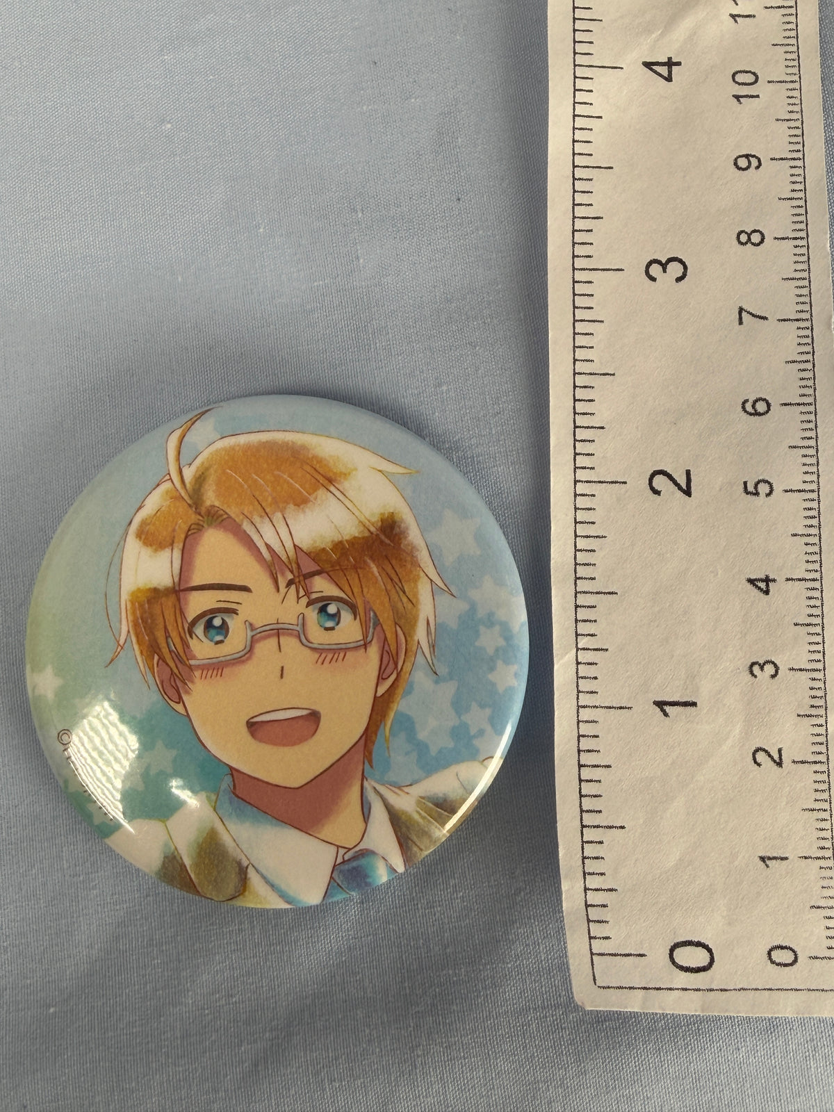 America Aqua Label Can Badge Pin Hetalia World Stars Arma Bianca
