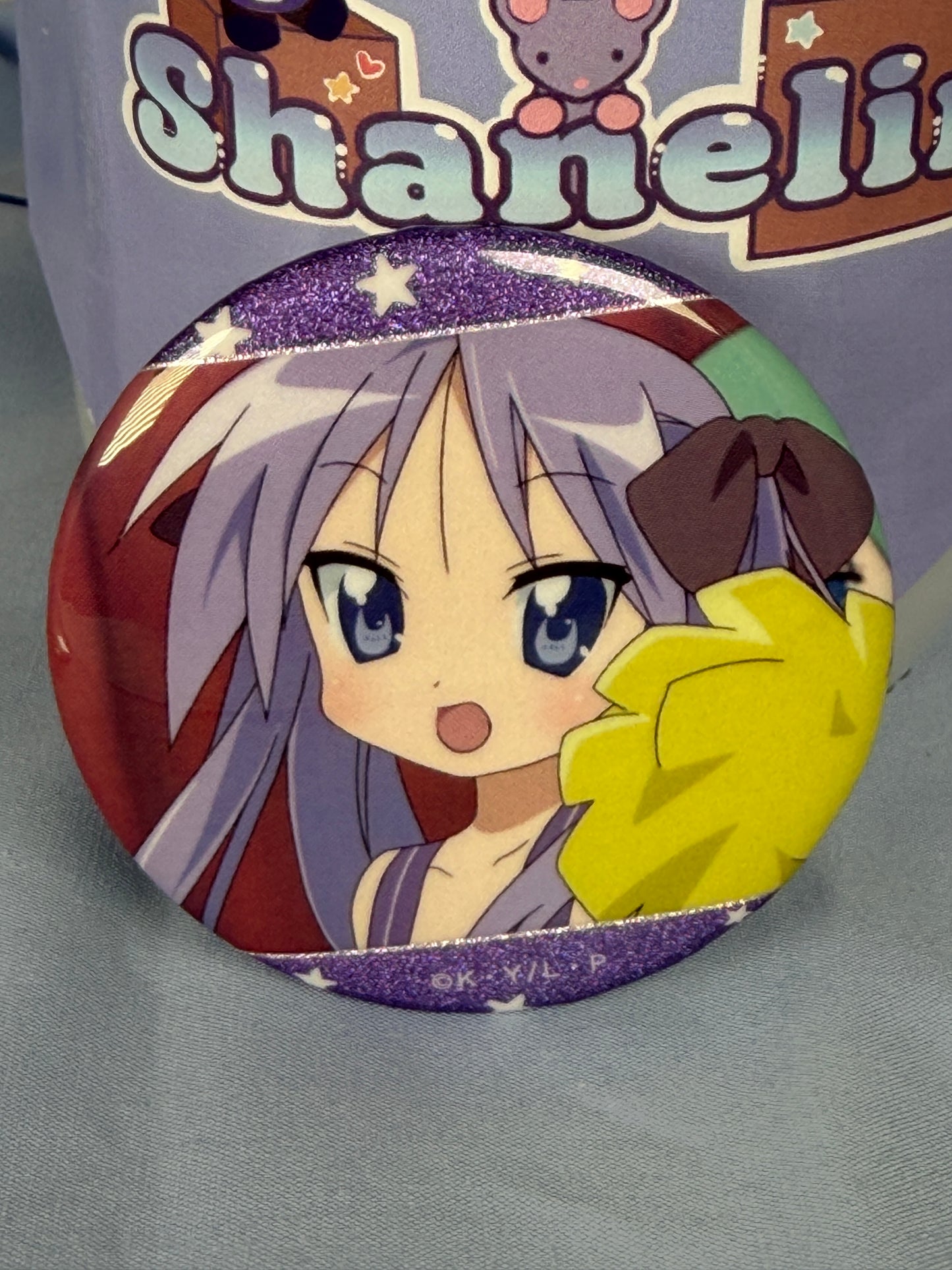 Kagami Hiiragi Cheerleader Glitter Badge Pin Lucky Star Anime Scene
