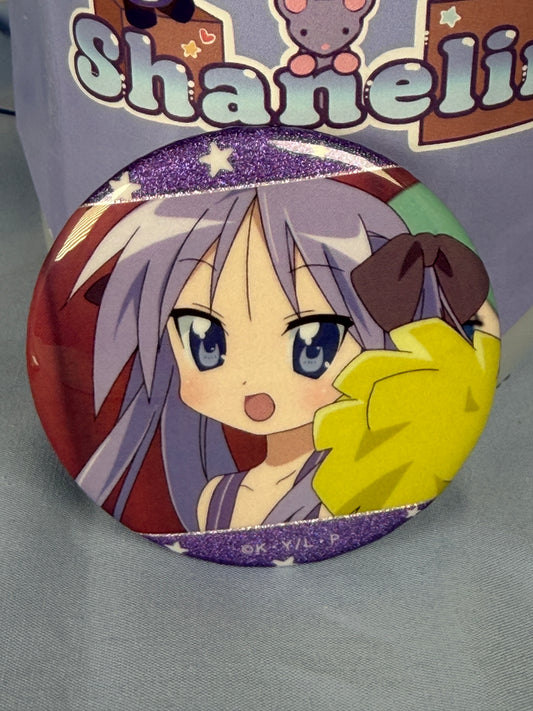 Kagami Hiiragi Cheerleader Glitter Badge Pin Lucky Star Anime Scene
