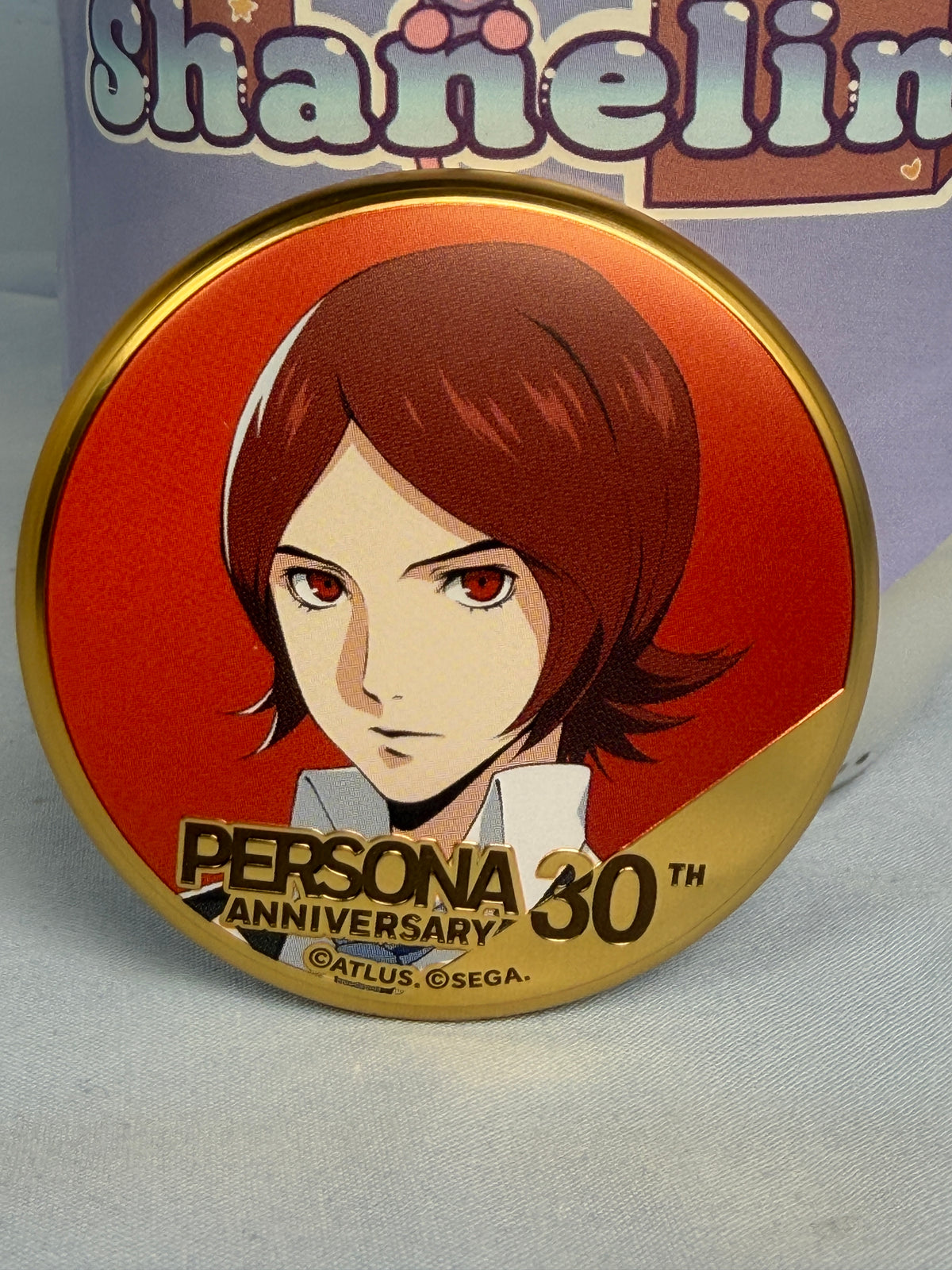 Tatsuya Suou Gold Can Badge Pin Persona 2 30th Anniversary Animate Popup