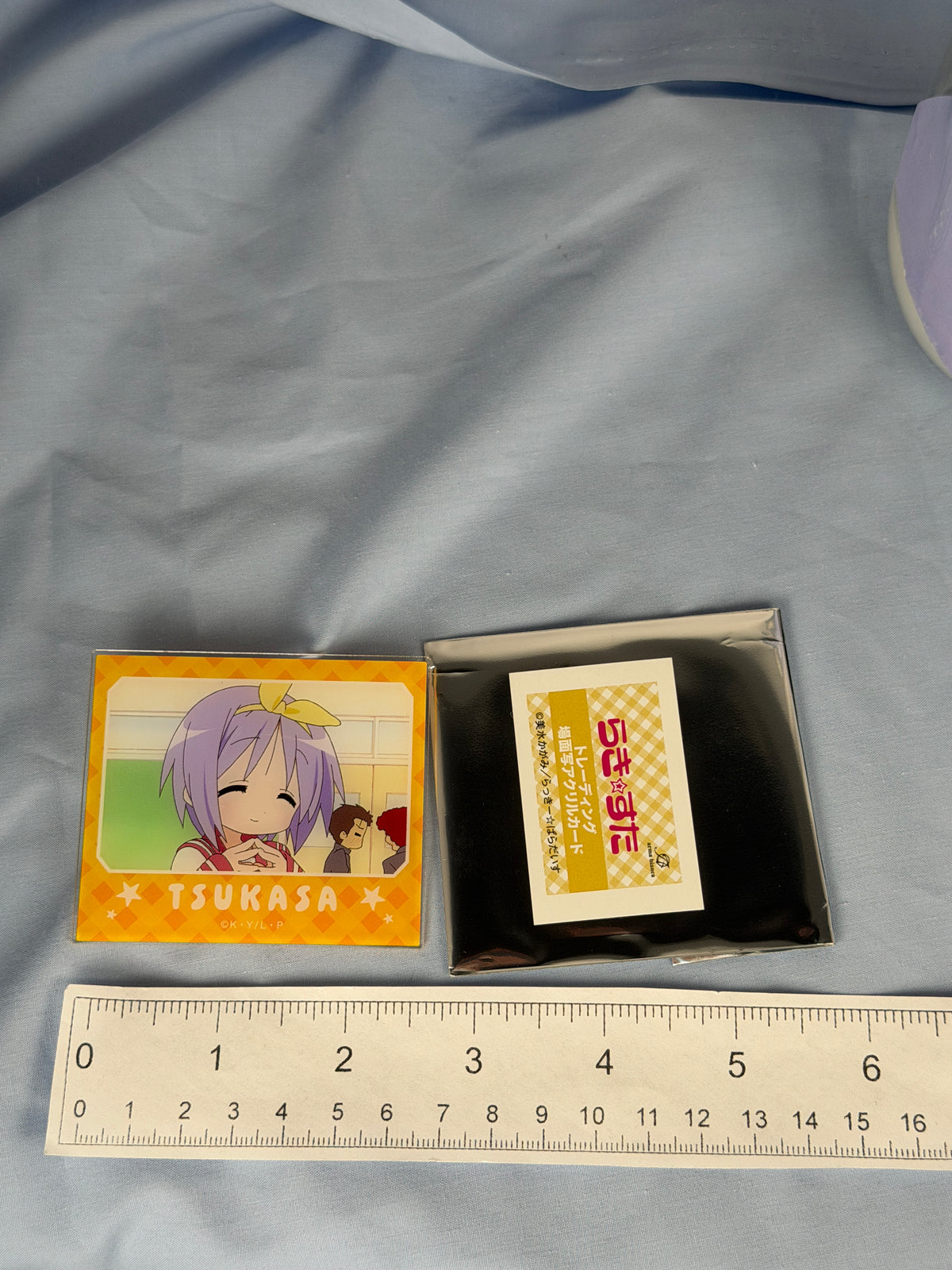 Tsukasa Hiiragi Smiling Acrylic Art Trading Card Lucky Star Anime Scene