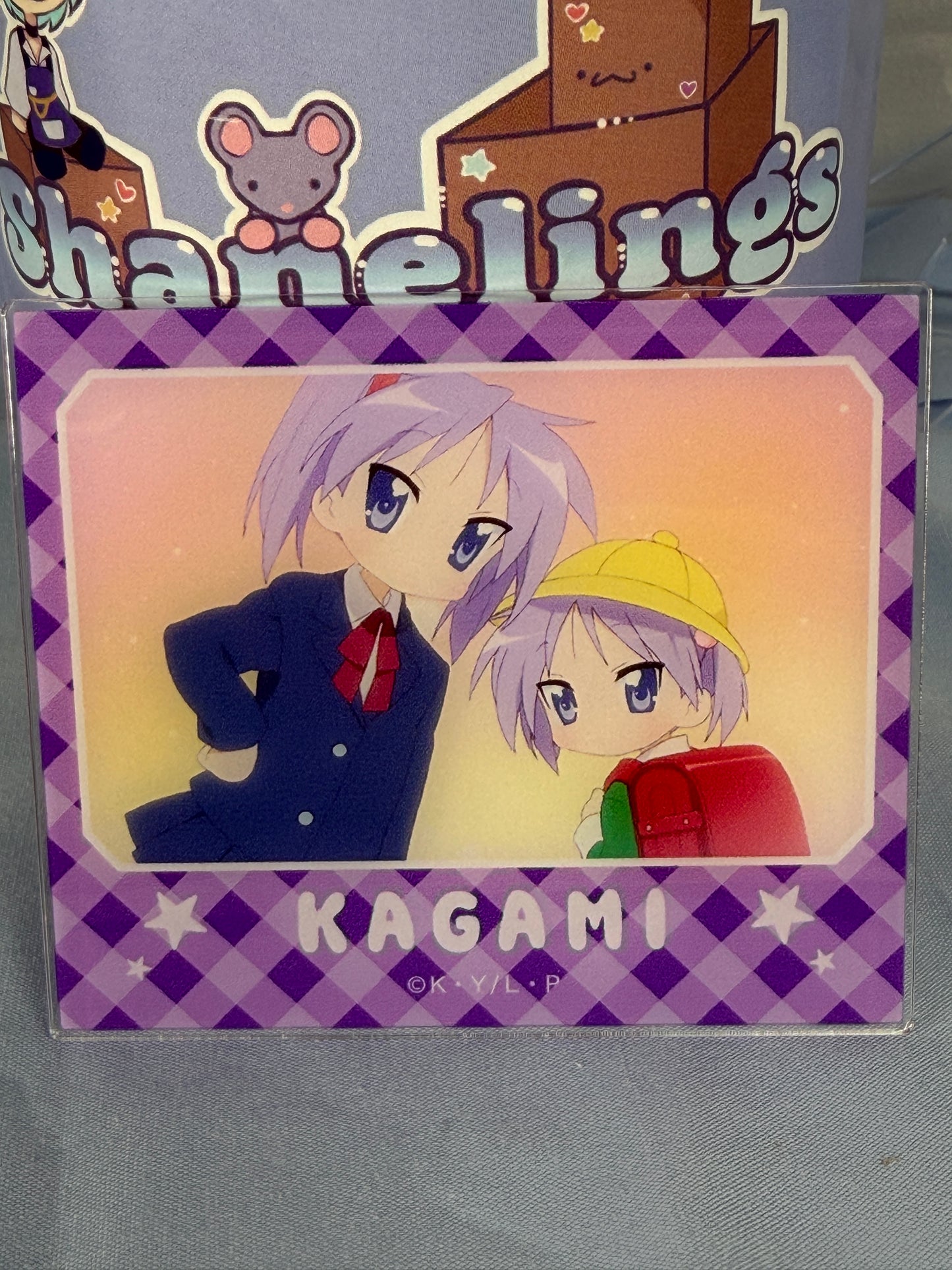 Young Kagami Tsukasa Hiiragi Acrylic Art Trading Card Lucky Star Anime Scene