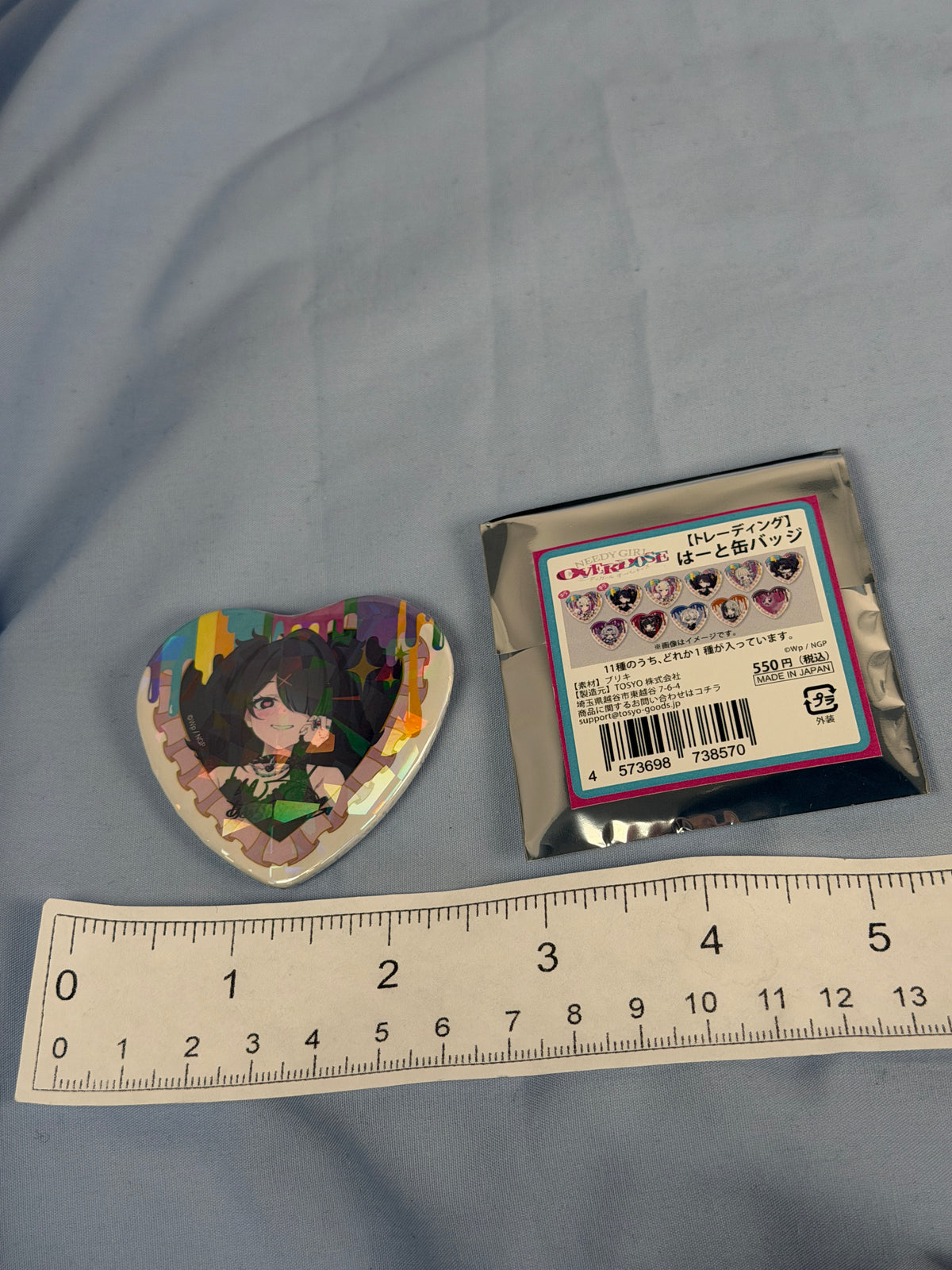 Ame-chan Heart Eyes Holo Badge Pin Needy Girl Overdose TV Anime Illustration