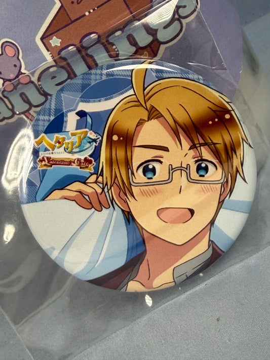 America Valentine's Cafe Can Badge Pin Hetalia World Stars Amo Café