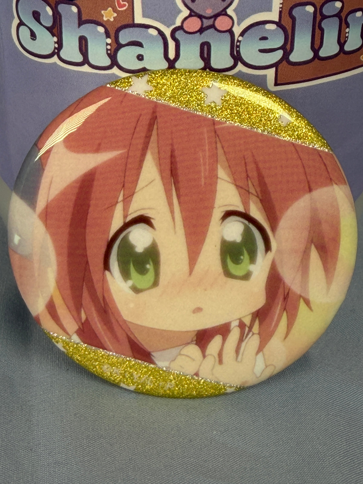 Yukata Kobayakawa Glitter Badge Pin Lucky Star Anime Scene