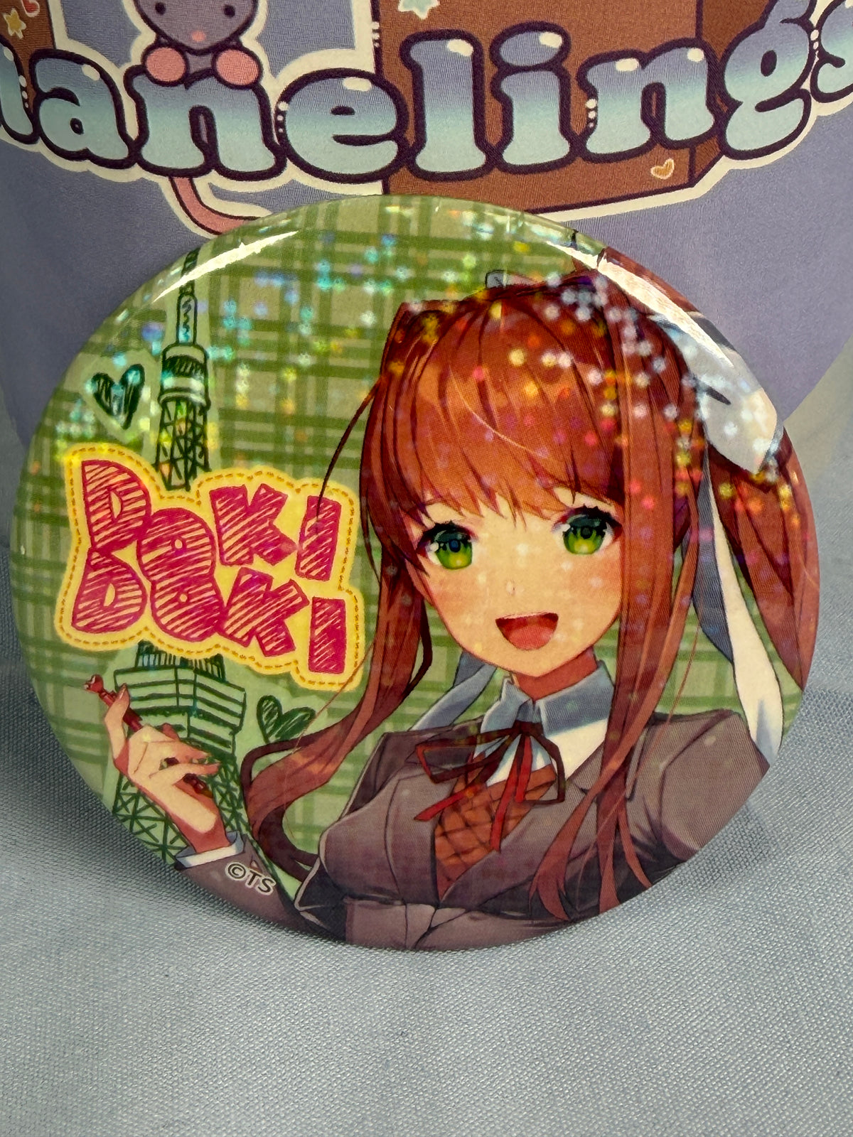 Monika Original Art Holo Badge Pin Doki Doki Literature Club DDLC Tokyo Tower