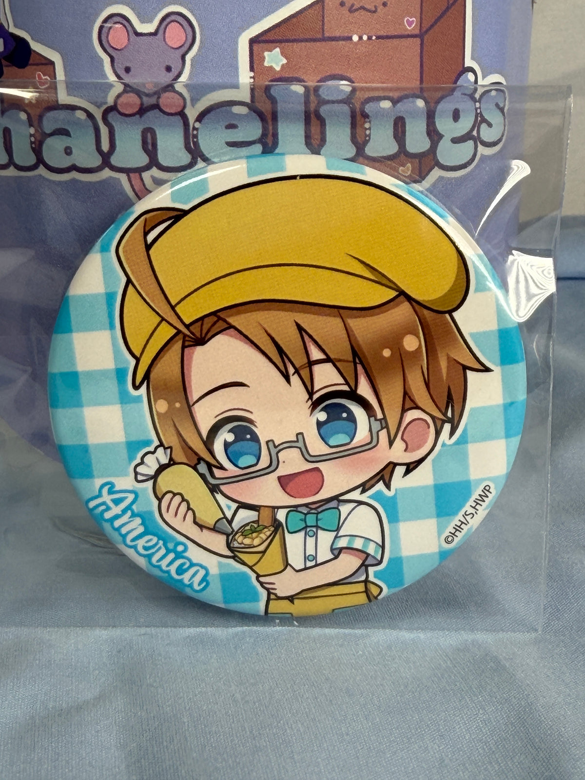America Chibi Crepe Can Badge Pin AMO Cafe Collaboration Hetalia World Stars