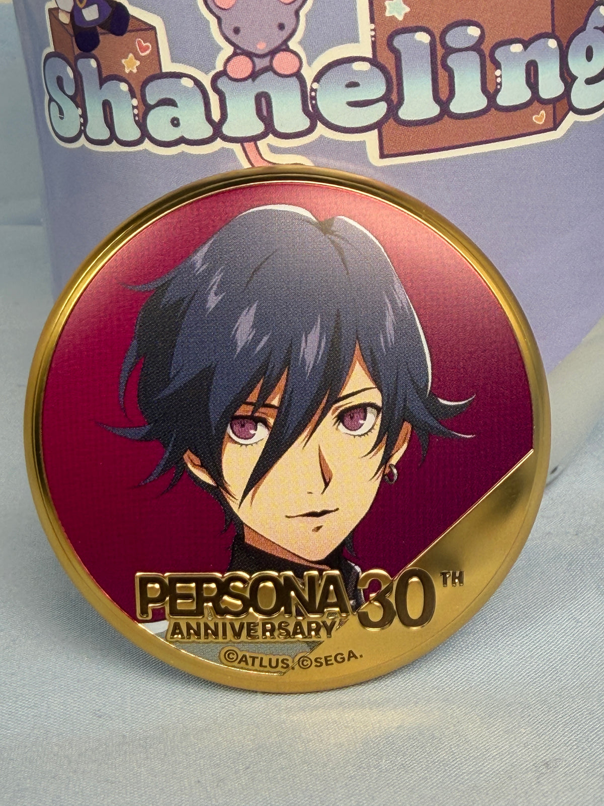 Naoya Toudou Gold Can Badge Pin Persona 1 30th Anniversary Animate Popup