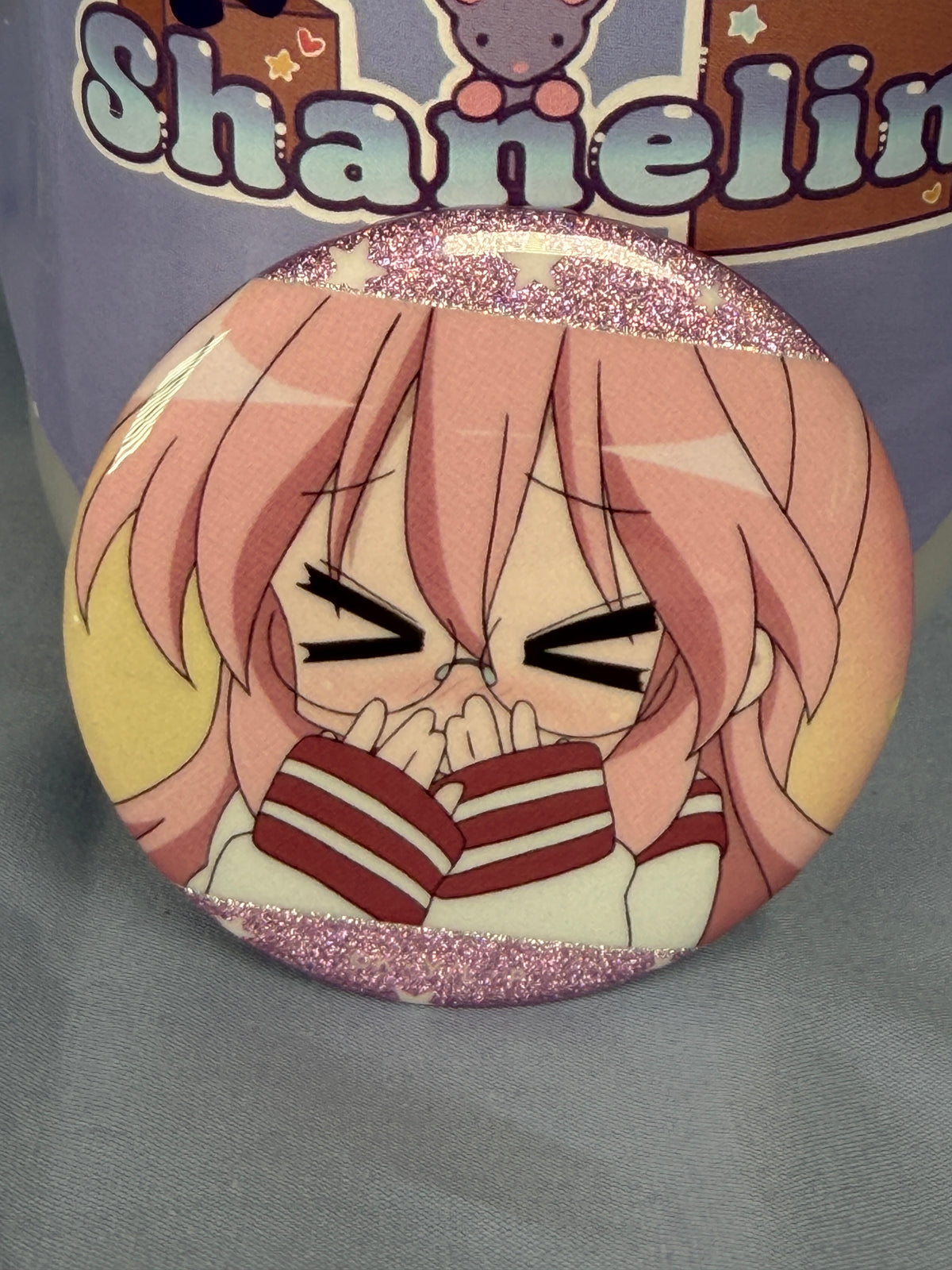 Miyuki Takara >.< Glitter Badge Pin Lucky Star Anime Scene