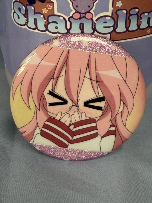 Miyuki Takara >.< Glitter Badge Pin Lucky Star Anime Scene