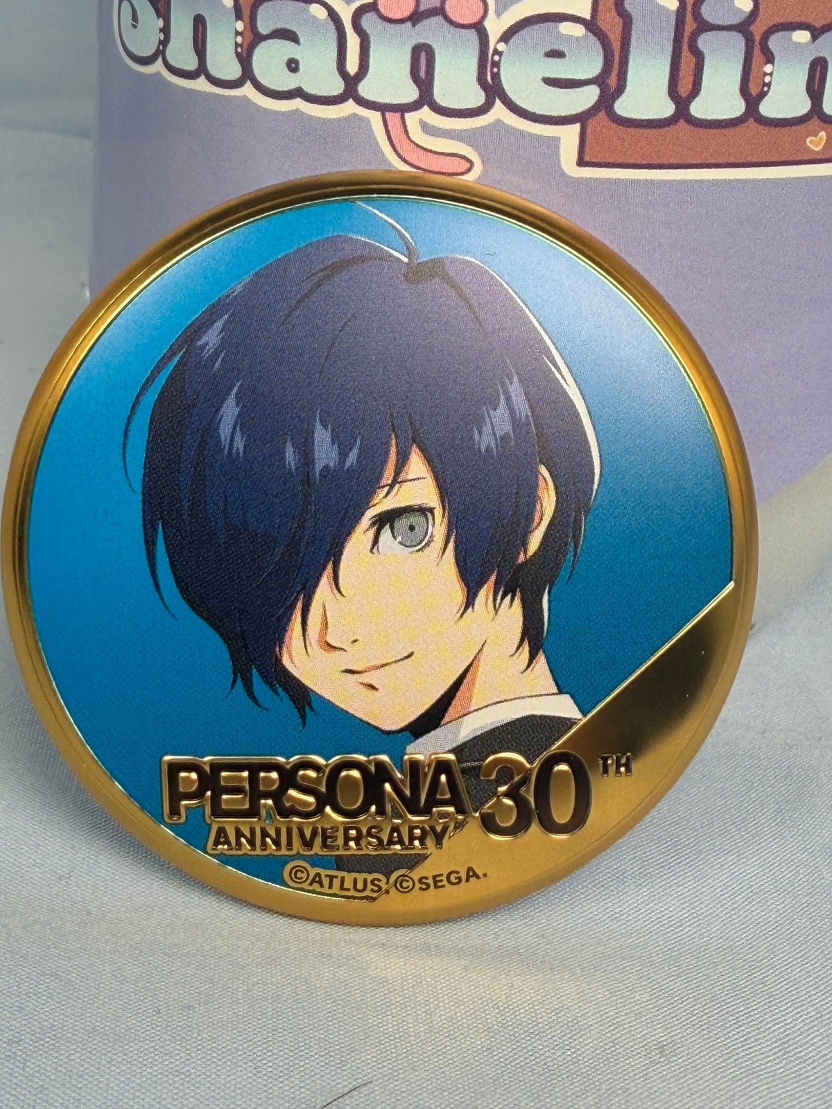 Makoto Yuki Gold Can Badge Pin Persona 3 30th Anniversary Animate Popup