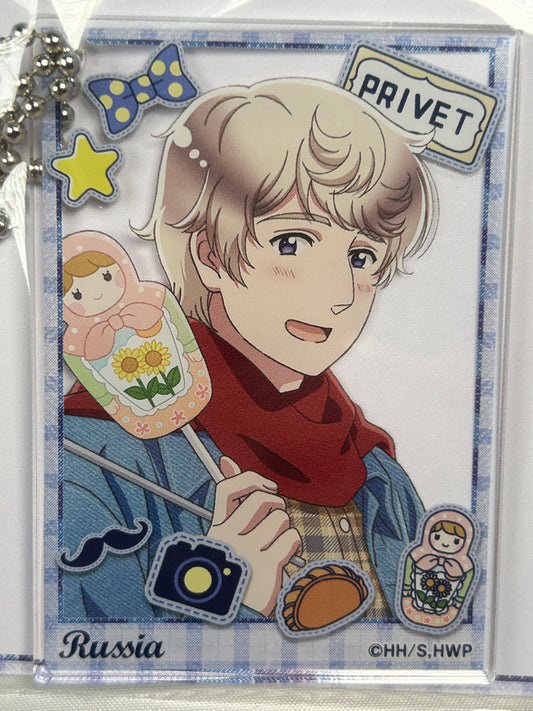 Russia Acrylic Keychain Greetings With Denim Style Hetalia World Stars WEB Lottery
